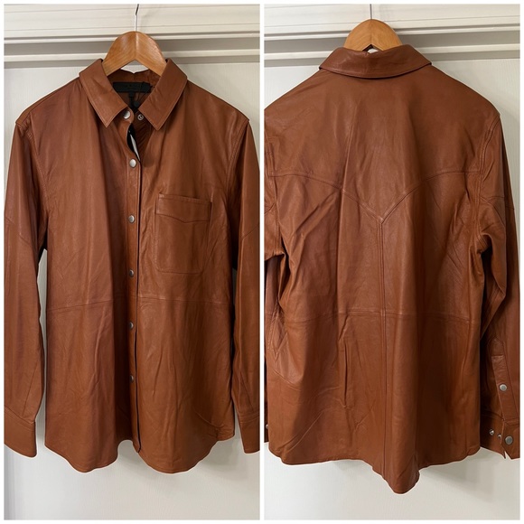 Rag & Bone Women Jack Leather Button Down Shirt in Large - Picture 12 of 17